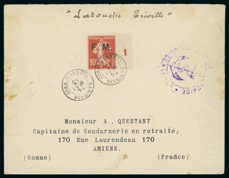 Stamp of France » Franchise Militaire 1913, Lettre pour Amiens avec rare utilisation du timbre