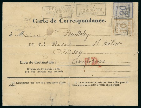 Stamp of France » Alsace-Lorraine 1870, Carte de correspondance pour Jersey affranchissement