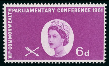 Stamp of Great Britain » Queen Elizabeth II 1961 Parliamentary Conference 6d mint n.h. with variety gold omitted