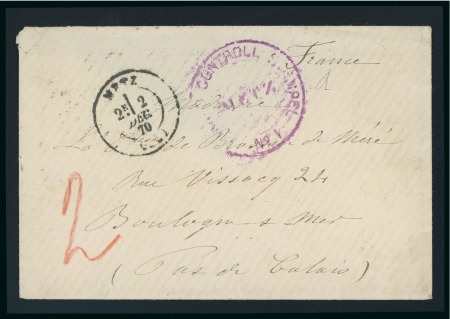 Stamp of France » Alsace-Lorraine 1870, Lettre pour Boulogne-sur-Mer avec rare cachet