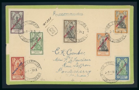 Stamp of Colonies françaises » Inde 1943, Ensemble de 2 lettres recommandées locale à