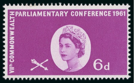 Stamp of Great Britain » Queen Elizabeth II 1961 Parliamentary Conference 6d mint n.h. with variety gold omitted