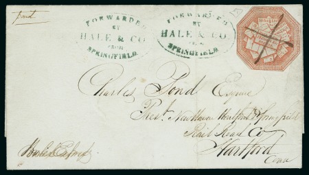 Stamp of United States » Local Stamps 1844 USA UNITED STATES LOCAL MAIL Hale & Co 5c red octogonal cut on cover