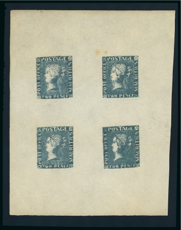 Stamp of Mauritius » 1847 Post Office Issue (SG 1-2) "POST OFFICE" Small sheet of four forgeries