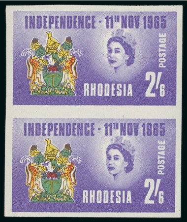 Stamp of Rhodesia 1965 Independence 2s6d mint n.h. imperforate vertical pair