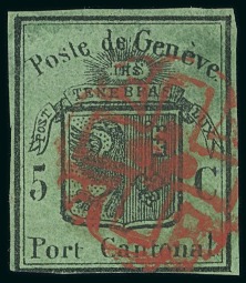 Stamp of Switzerland / Schweiz » Kantonalmarken » Genf 1848 Genf Grosser Adler dunkelgrün gestempelt