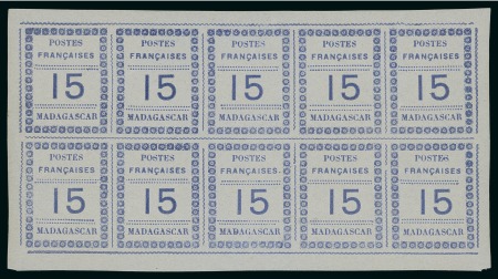 Stamp of Colonies françaises » Madagascar (Poste française) 1891, Feuillet de 10 du timbre Y&T n°10a 15 centimes