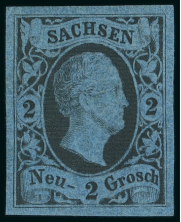 Stamp of German States » Saxony 1852 2ngr blue, mint o.g.