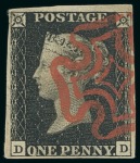Stamp of Large Lots and Collections Great Britain: 1840 1d black group of 27 used singles and a pair