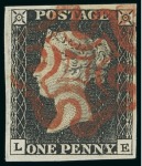 Stamp of Large Lots and Collections Great Britain: 1840 1d black group of 27 used singles and a pair