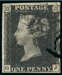 Stamp of Large Lots and Collections Great Britain: 1840 1d black group of 27 used singles and a pair