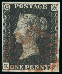 Stamp of Large Lots and Collections Great Britain: 1840 1d black group of 27 used singles and a pair
