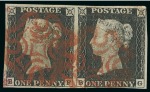 Stamp of Large Lots and Collections Great Britain: 1840 1d black group of 27 used singles and a pair