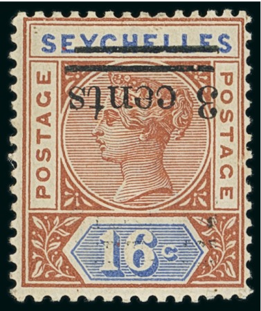 Stamp of Seychelles » Regular Issues 1901 3c on 16 with variety inverted surcharge, mint