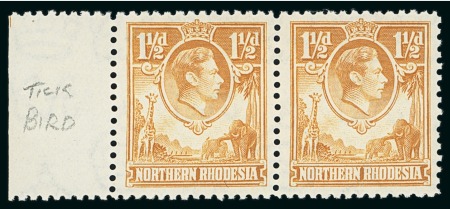 Stamp of Northern Rhodesia 1938-52 1 1/2d yellow-brown mint n.h. showing variety