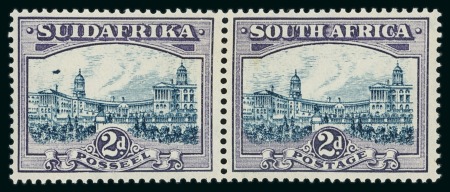 Stamp of South Africa » Union & Republic of South Africa 1930-44 2d Blue & Violet with "airship flaw" variety in mint h.r. pair; and slate-grey & lilac with variety on piece