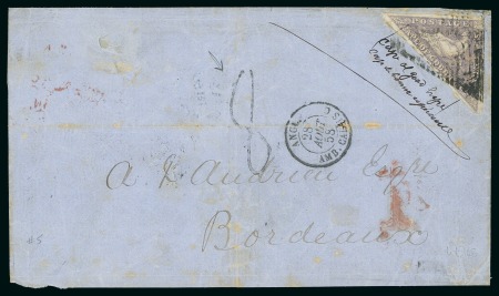 Stamp of South Africa » Cape of Good Hope 1855-64, Triangular selection incl. 6d pale rose-lilac on cover to France