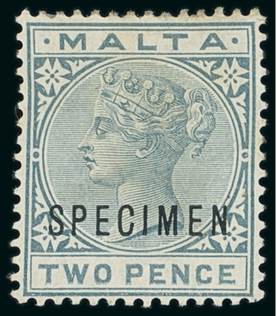 Stamp of Malta 1885-90 2d, 2 1/2d, 4d and 1s with "SPECIMEN" overprints