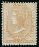 Stamp of Large Lots and Collections Malta: 1860-1970, Mint collection in an album and small stockbook, starting with an impressive range of the 1860-81 1/2d yellows