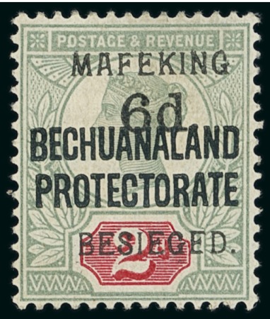 Stamp of South Africa » Mafeking 1900 6d on 2d, serif surcharge, mint part o.g.