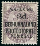 Stamp of South Africa » Mafeking 1900 3d on 1d serif surcharge, and 3d on 1d sans-serif surcharge, both unused