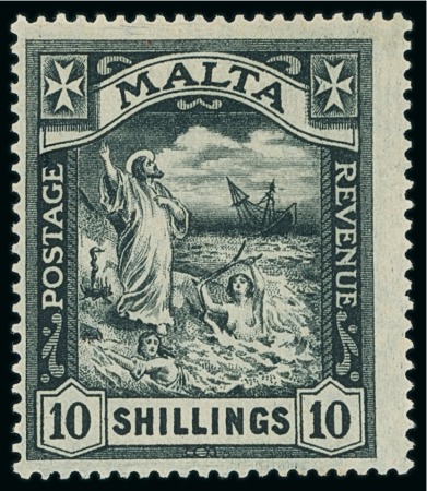 Stamp of Malta 1921-22 Wmk Script Ca 10s black, mint l.h., very fine