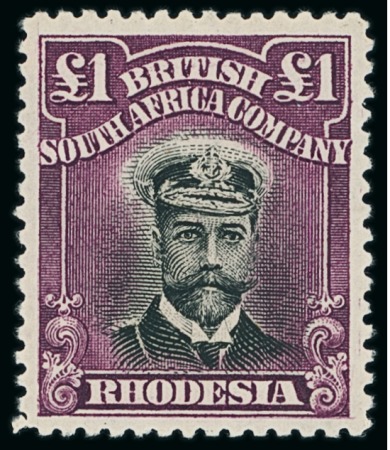 Stamp of Rhodesia 1913-19 Admirals perf.14 head die II £1 black & reddish purple, mint