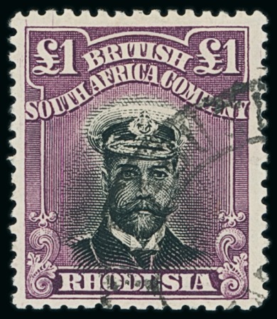 Stamp of Rhodesia 1913-19 Admirals perf.14 head die II £1 black & reddish purple, used 