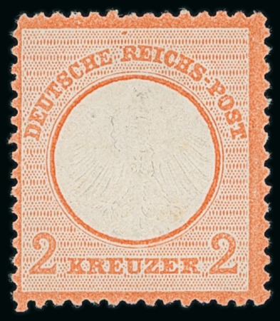 Stamp of Germany » German Empire 1872 Small Shield 2kr red-orange, with "dot over R of Reich" flaw