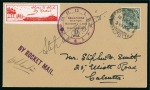 Stamp of India » 1855-1946 De La Rue and later Crown Colony Issues 1934-35 India (Saugor & Sikkim) 4 items rocket mail covers & card