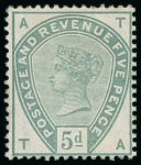 Stamp of Great Britain » 1855-1900 Surface Printed » 1883-84 Lilac & Green Issue 1883 5d. dull green (Die 1), Lettered TA (prepared