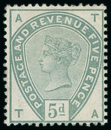 Stamp of Great Britain » 1855-1900 Surface Printed » 1883-84 Lilac & Green Issue 1883 5d. dull green (Die 1), Lettered TA (prepared
