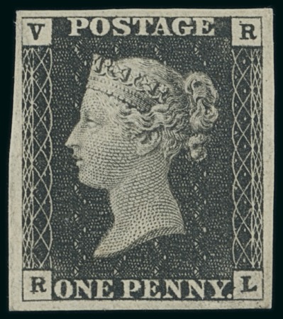 Stamp of Great Britain » Officials 1840 1d. black VR official, RL, matched pair of imprimaturs from the "Before" and "after" hardening