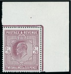 Stamp of Great Britain » King Edward VII » 1911-13 Somerset House Issues 1911-13 Somerset house 2s6d dull reddish-purple mint n.h. corner marginal example