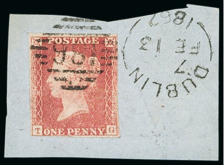 Stamp of Great Britain » 1854-70 Perforated Line Engraved 1857-64 1d red pl.27 TG, die 2, Alphabet III, good balanced margins all around, variety imperforate