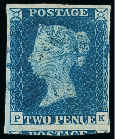 Stamp of Great Britain » 1840 2d Blue (ordered by plate number) 1840 2d blue pl.2 PK cancelled by a blue Maltese Cross