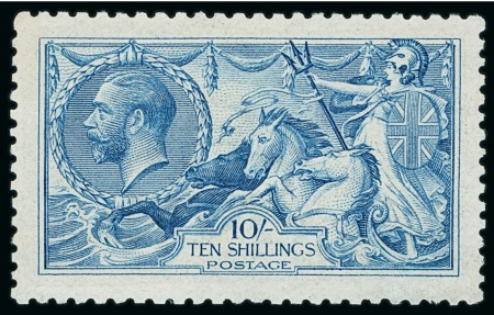 Stamp of Great Britain » King George V » 1913-19 Seahorse Issues 1915 De La Rue 10s bright "Cambridge" blue mint n.h.