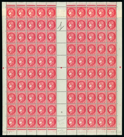 Stamp of France » Émissions à partir de 1900 1938-41, Feuille de 100 timbres ** Y&T n°373 Type