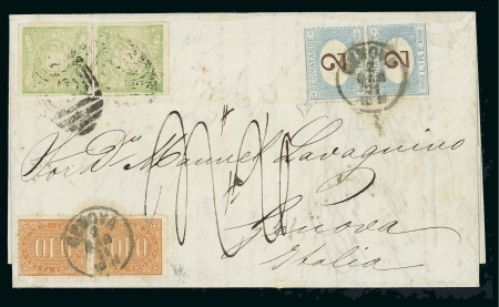 Stamp of Peru 1871 Entire from Callao to Genoa bearing 1868-72 1d (2) and Italian mixed issues postage-due franking
