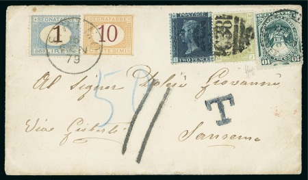 Stamp of Peru 1878 Cover from Callao to Italy with Peru-G.B.-Italy combination franking