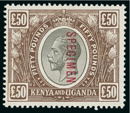 Stamp of Kenya, Uganda and Tanganyika » Kenya, Uganda and Tanganyika 1922-27 £50 black and brown, overprinted "SPECIMEN",