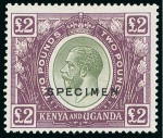 Stamp of Kenya, Uganda and Tanganyika » Kenya, Uganda and Tanganyika 1922-27 £2 green and purple, overprinted "SPECIMEN",