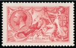 Stamp of Great Britain » King George V » 1913-19 Seahorse Issues 1913 Waterlow 5s rose-carmine mint n.h., very fine