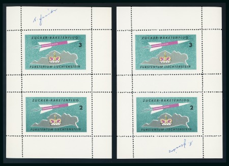 Stamp of Liechtenstein LIECHTENSTEIN 1960 ca. Zucker Rocketmail donation stamps se-tenant 2+3  f. rocketflights 