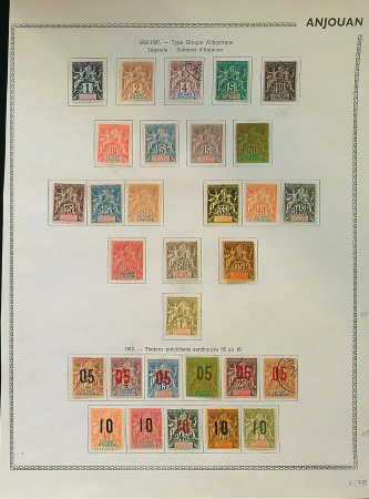 Stamp of Colonies françaises » Colonies Francaise Collections et Lots ANJOUAN, Collection avancée de timbres neufs et oblitérés