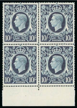Stamp of Great Britain » King George VI 1939 10s dark blue mint n.h. marginal block of four