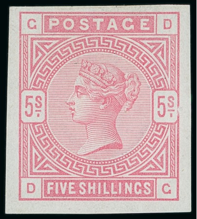 Stamp of Great Britain » 1855-1900 Surface Printed » 1883-84 & 1888 High Values 1883-84 2s6d, 5s and 10s, a superb set of three imperforate imprimaturs on blued paper