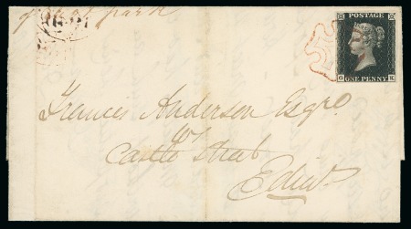 Stamp of Great Britain » 1840 1d Black and 1d Red plates 1a to 11 1840 1d. black, GK, Pl. 4, used on entire letter from