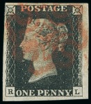 Stamp of Great Britain » 1840 1d Black and 1d Red plates 1a to 11 1840 1d. black selection of 9 unplated examples all