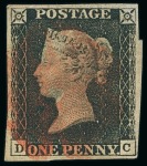 Stamp of Great Britain » 1840 1d Black and 1d Red plates 1a to 11 1840 1d. black selection of 9 unplated examples all